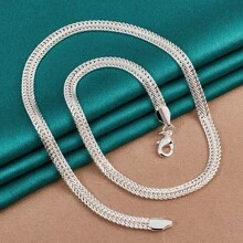 925 Silver Plated Snake Bone Chain 20-24 Inch Necklace For Women Wedding Party Gifts Fashion Jewelry - Silver - View 1
