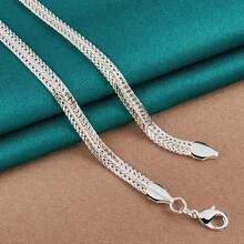 925 Silver Plated Snake Bone Chain 20-24 Inch Necklace For Women Wedding Party Gifts Fashion Jewelry - Silver - View 4
