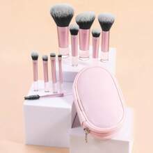 10pcs Mini Portable Makeup Brushes Set, Multi-Color Options,Brush Set,Makeup Brush Kit,Make Up Brush Set,Make Up Set Complete,Makeup Brush Set,Complete Makeup Kit,Brush Kit,Brushes Makeup Set,Makeup Gift Set,Set,Giveaways,Professional Makeup Brushes,Complete Makeup Set - Pink - View 9