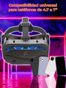 Lentes de Realidad Virtual VR Ajustables Soportan Dispositivos de hasta 7″ - Negro - Ver 1