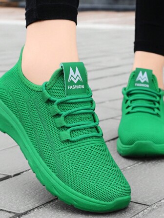 Women's Breathable Lightweight Athletic Sneakers With Shock Absorption And Soft Outsole, Comfortable For Spring & Autumn