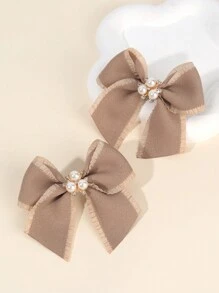 2pcs/6pcs Pearl Bow Hair Clips For Girls,Fabric Alligator Clips Hair Bows For Girls,Fashion Hair Accessories For Girls Party Gifts - Bow Hairpin - View 6