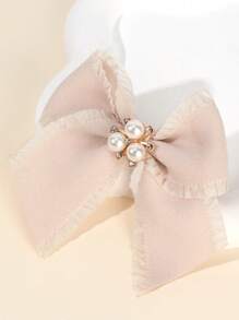 2pcs/6pcs Pearl Bow Hair Clips For Girls,Fabric Alligator Clips Hair Bows For Girls,Fashion Hair Accessories For Girls Party Gifts - Bow Hairpin - View 9