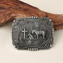 Klamra do paska ze skóry z kwadratowym krzyżem, średnica wewnętrzna 3,7 cm, styl vintage Vogue Fierce, lato, szkoła, codzienny, biznes, prezent dla chłopaka, męża, ojca, taty, mężczyzna, odzież codzienna, moda, nastolatek, outdoor, wakacje, sport, podróż, ulica, boho, vintage, jesień, halloween, akcesoria jesienno-zimowe, odpowiednie dla nastolatków, młodzieży, mężczyzn, na co dzień, outdoor, sport, wakacje, prezenty na ukończenie szkoły, urodziny, odzież codzienna - Czarne - Zobacz 5