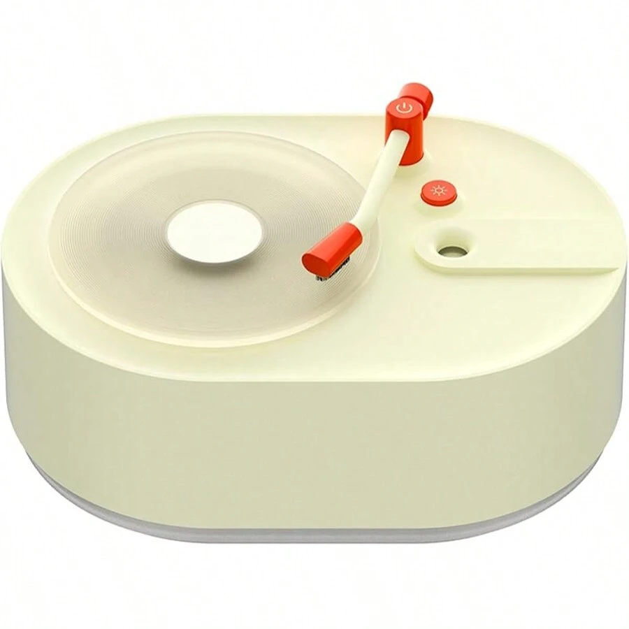 Vintage Record Aromatherapy Humidifier, Silent Steam Humidifier, Ambient Light Essential Oil Diffuser, Home Aroma Diffuser, Multiple Led Lights For Living Room, Bedroom. - Yellow - View 1