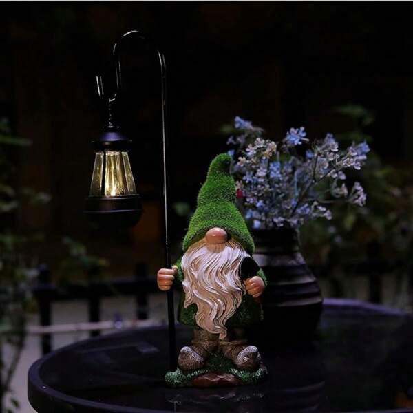 Solar Garden Gnomes Outdoor Statues-Outdoor Garden Decor-LED Outdoor Decor Light,Unique Housewarming Gifts Yard Art Sculptures For Patio Lawn Ornaments