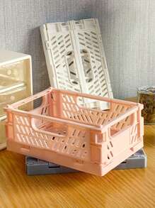 1pc Small Foldable PP Storage Box, Office Supplies, Notebook, Stationery, Cosmetics Desk Organizer Box, Multi-Colors Available, Desktop Organizing Tool,For Back To School