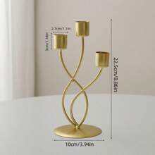 1pc Golden High Candle Holder, Center Piece Decor, Candlelight Dinner Photo Prop, Wedding Anniversary Birthday Date Night Atmosphere Decor, Dining Table Living Room Home Decor, Christmas Valentine's Day New Year Decoration, Gifts Christmas Decorations Room Decor, Christmas Gifts