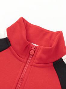 Balabala Young Boys 2 Pieces Outfit, 2025 New Year Fleece Tracksuit - Chinese Red - View 6