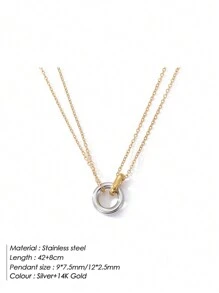 Diamday 1PC Stainless Steel Two-Color Pendant Necklaces For Women Chokers Fashion Festival Party Gift Jewelry