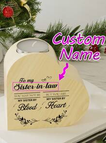 1pc Unique Wooden Candle Holder For Best Friend With Heart Cutout - Uncharged Wood Frame, Perfect Friendship Appreciation Memorial Gift For BFF, Birthday, Christmas, Thanksgiving Present For Women