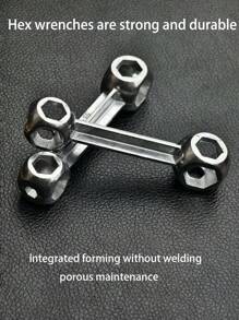 10-In-1 Bone Shaped Hex Key Wrench Set, Zinc Alloy Multifunction Bike Repair Tool For Men, Allen Wrench With 10 Sizes 6-15mm - Silver - View 3