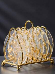 5 件装耐热亚克力隔热杯垫，带金箔，桌面保护，适用于各种杯子家居装饰（无杯垫架）