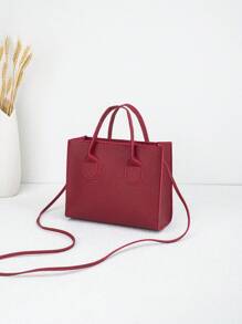 New Mini Square Bag, Leather Texture Handbag, Ladies Shoulder Crossbody Bag, Casual Bag Suitable For Shopping, Walking, Red Women Bag, Best Mother's Day Gifts Women - Burgundy - View 4