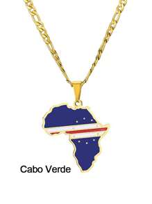 1 件非洲地图图案不锈钢项链 - 彩色 - 查看 7