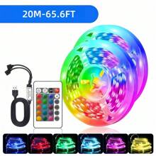 1pc 2M-30M USB 5V RGB LED Strip Light With Remote Control, Self-Adhesive LED Tape Light With 16 Color Changing And 4 Dynamic Modes, Suitable For Room Lighting, TV, Kitchen, Party, Bar, Corridor Decoration - Multicolor - View 11