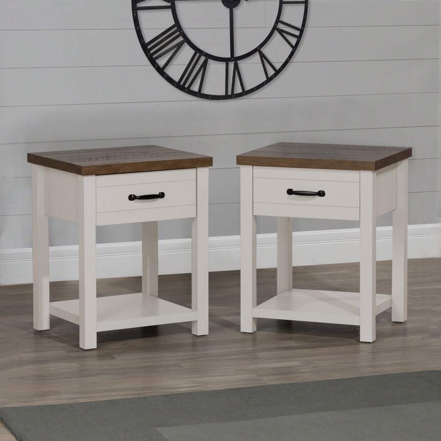 Hillsdale Lancaster Farmhouse Oak Top 1 Drawer Nightstand Set Of 2