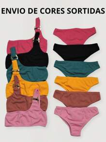 Biquíni Juvenil para meninas adolescentes ombro único- envio de 1 conjunto multicolorido TAMANHO ÚNICO
