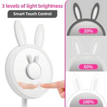 White Bunny Makeup Mirror, Desktop Decoration, Adjustable Lighting,Make Up Mirror Fill Light Makeup Mirror With Lighting Intelligent Fill Light Desktop Makeup Mirror ABS Small Gift Whit - White - View 3
