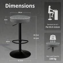 STOOLINK STOOLINK Chaise de Bar Lot de 2 Tabourets de Bar Réglable en Hauteur, Chaises Bar Microfibre, Tabouret de Bar avec Repose-Pieds, Chaise Bar pour Cuisine, Tabouret Bar Pivotant à 360°