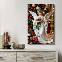 Christmas Angel Canvas Printing, Suitable For Bedroom, Kitchen, Bathroom, Living Room, Office Art Decoration-1 Pc Wooden Framed Canvas Painting Thickness Cm/0.9inch High Quality Wall Art Prints Poster Direct Hanging Wall Picture Decor For Home Gifts, Christmas Gift, Living Room, Bath Room, Bedroom, Kitchen