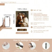 1pc Rustic Jesus And Horse Canvas Art, Gentlemanly Jesus Comforting Standing Horse, Wood/Pine Frame, Perfect For Bedroom, Living Room, Office Decor, Vertical Wall Hanging Print Gift- Posters,Wall Art,Room Decoration Stuff - Multicolor - View 18