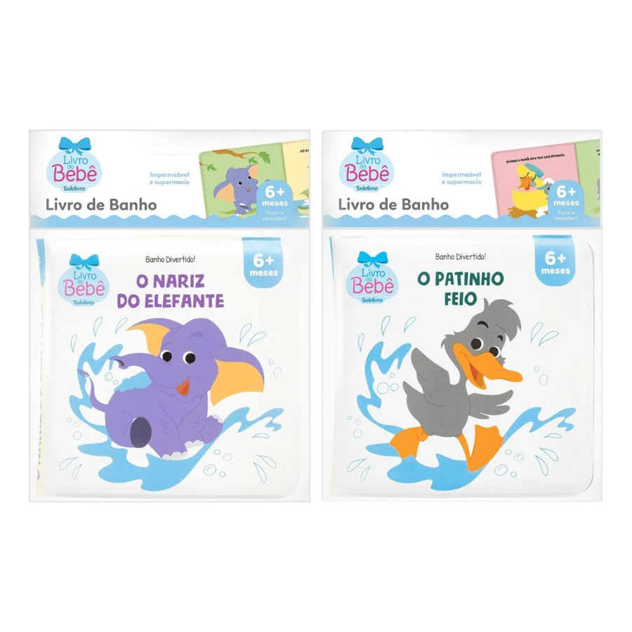 Kit 2 Bath Books For Children Fun And Learning In The Bath! - Elephant Nose + Ugly Duckling - View 1