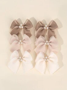 2pcs/6pcs Pearl Bow Hair Clips For Girls,Fabric Alligator Clips Hair Bows For Girls,Fashion Hair Accessories For Girls Party Gifts - Bow Hairpin - View 2