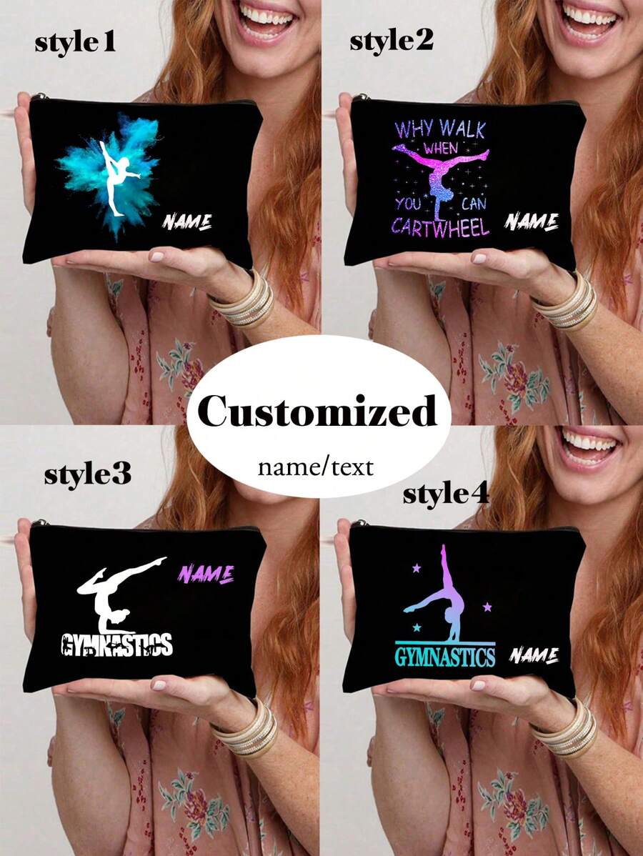 Custom Rhythmic Gymnastics Printed Cosmetic Bag - Dance Makeup Bag,Customizable To Your Exclusive Design, Storage Bag,Reusable Women's Toiletry Organizer, Handheld Party Pouch, School Pencil Case, Gymnastics Gift For School Cosmetic Bag Back To School Supplies Cosmetic Storage School Stuff Bag Organizer Room Stuff,Letter,Cosmetic Bag/Makeup Bag,Ideal Gifts For Her,Women, Rookies & White-Collar Workers,Girlfriend,Pink Girls,Her,Friends,Children,Family,Travel Accessories - Black - View 1