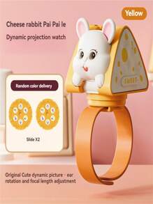 Kids Funny Cartoon Cheese Rabbit Projection Glowing Watch, Baby Sleep Aid Early Education 3D Pattern Projector Toy, Gifts For Boys And Girls (Projection Slide Color/Style Random) - Multicolor - View 11