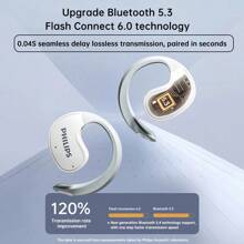 PHILIPS 無線藍牙耳機TAT2708 輕巧便攜 佩戴舒適 持久續航 IP54防水防塵 Type-C充電接口 DECC定向傳音 雙麥DNS通話降噪 米色 - 米色 - 查看 3