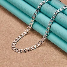 925 Silver Plated 4MM Side Chain 16/18/20/22/24/26/28/30 Inch Necklace Jewelry For Women Men Fashion Party Gift - Silver - View 2