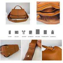 Leather Material, Handbag, Adjustable Shoulder Strap, Women's Crossbody Bag, Women's Shoulder Bag, Ideal For Everyday Use - 灰色 - 查看 9