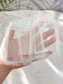 Transparent Glitter Cute Frog Penguin 3 Inch Pvc Student Girl Heart Card Holder Small Card Random Card Organizer Card Back To School - Multicolor - View 4