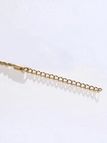 Nooxian 1pc Gold Stainless Steel Braided Chain Bracelet For Women, Versatile Everyday Accessory