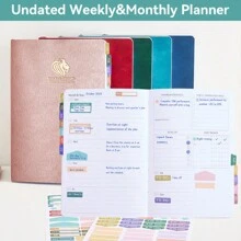 1 peça A5 capa de couro macio caderno em branco sem data com etiqueta adesiva planejador, cronograma semanal, material escolar, volta às aulas
