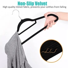 NetHong Black Velvet Hangers 20Pcs Non Slip Flocked Coat Clothes Space Saving Hangers - Black - View 5