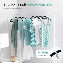 NetHong Black Velvet Hangers 20Pcs Non Slip Flocked Coat Clothes Space Saving Hangers - Black - View 3