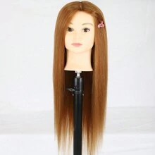 24inch Professional Hairdresser Training Mannequin Head With 70% Real Hair - Includes Clamp Holder & Tripod Stand For Styling And Cosmetology Practice