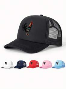 1顶印花公鸡卡车司机棒球网帽，可调节户外遮阳帽，适合旅行、海滩、度假，Y2K风格，青少年款 - 棒球網帽 - 查看 1