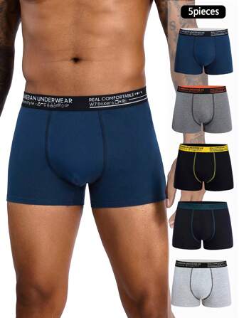 5 pièces Lot de boxers hommes sous-vêtements doux sous-vêtements masculins de haute qualité