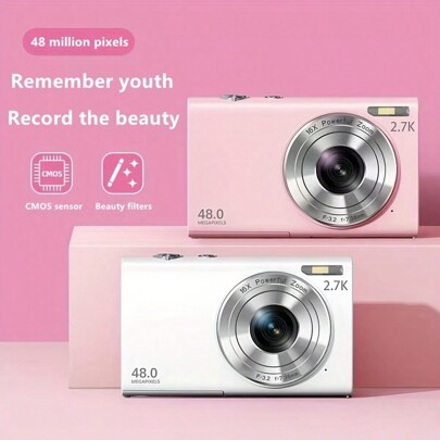 2.7K High-Resolution Compact Digital Camera - 48MP, Auto Focus, 16X Zoom, 2.8" IPS Screen, Rechargeable Battery, Suitable For Teenagers And Beginners, Includes 32G TF Card, Supports Photography, Video Recording And Webcam, Great Gift For Thanksgiving, Christmas And New Year
