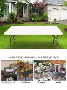 1/2 قطعة مفرش طاولة مستطيل قابل للغسيل، مناسب للحفلات الخارجية والتخييم، قابل للطي، مفرش طاولة مرن، من قماش بولي إستر متين، لديكور المنزل، المقاس 4 قدم/6 قدم/8 قدم