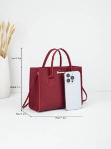 New Mini Square Bag, Leather Texture Handbag, Ladies Shoulder Crossbody Bag, Casual Bag Suitable For Shopping, Walking, Red Women Bag, Best Mother's Day Gifts Women - Burgundy - View 3