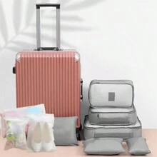 1 Set Of 9PCS Luggage Cube Packaging, Organizer Of Travel Luggage Packaging, With Laundry Bag, Compressed Storage Shoe Bag, Clothing And Underwear Bag