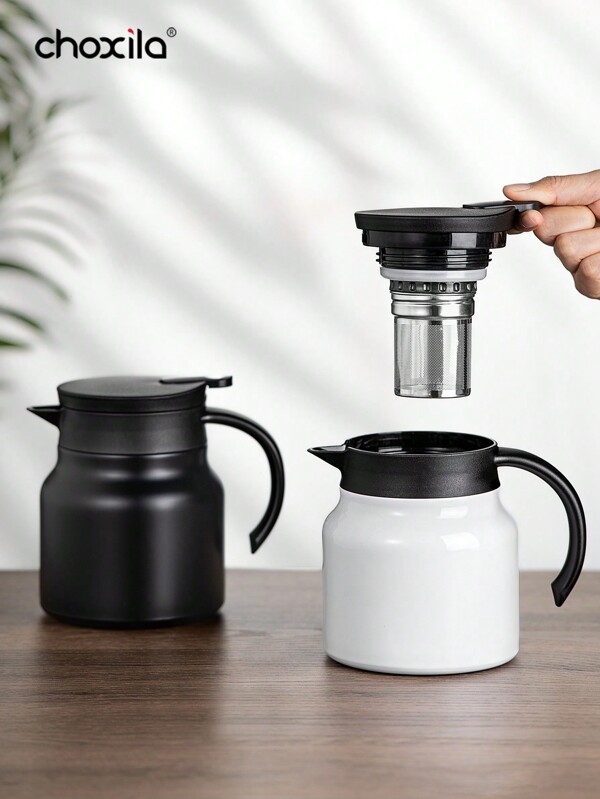 choxila إبريق شاي حراري قطعة واحدة ، قوارير قهوة من الفولاذ المقاوم للصدأ المعزول للحفاظ على القهوة والشاي الساخنين ، غلاية شاي مفرغة من الهواء مزدوجة الجدران مع مصفاة شاي قابلة للإزالة