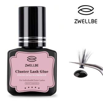 zwellbe 15ml/Pc Lash Glue Cluster Eyelash Glue Black Sensitive Lash Glue Fast Drying Waterproof Lash Glue Individual Lash Glue Long Lasting DIY Lash Extension Glue Strong Hold Eyelash Glue For Lash Extensions At Home Self Application Lash Glue, Eyelash Glue