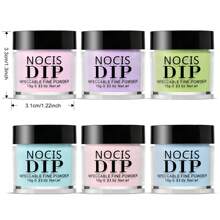 Ensemble de poudre trempée NOCIS, 6 couleurs rose, jaune, violet, vert, bleu pour le printemps et l'été. Ensemble de poudre trempée pour manucure Nail Art DIY salon à domicile, Cadeau pour femmes, sans besoin de lampe à ongles
