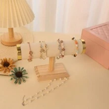 1pc Wooden Bracelet Stand - Single Layer Jewelry Display Stand For Bracelets, Watches, Ties And More - Window Jewelry Display Prop Valentine Day Back To School