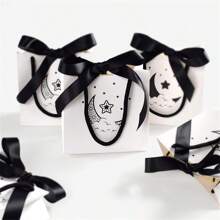 5 sztuk minimalistycznych białych gwiazd księżycowych dużych kokard mini torebek w magazynie odświeżająca czarno-biała torebka torba na zakupy